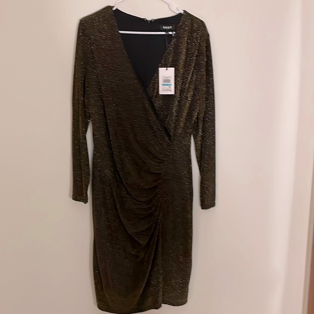 70s disco vibes, glitter on the dance floor, faux wrap, w/front ruching - so fun
